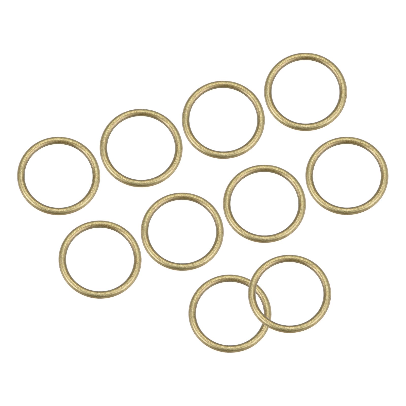 METALLIXITY Metal O Ring Buckles (25mm ID 3mm Thick) 15pcs, Welded Zinc Alloy Round Rings - for Craft DIY Bags Purse, Bronze Tone