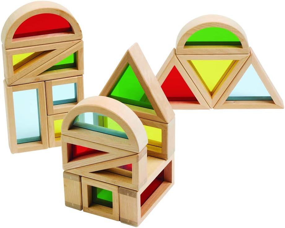 Translucent Wood-Framed Window Blocks, Set of 20, Preschool Educational Toys, STEM, Ages 3 Years and Up