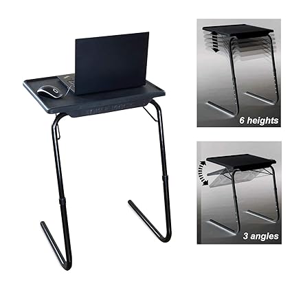 TABLE MAGIC- Midnight Black Laptop Table, Adjustable Height Kids Study Mate, Multiple