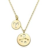 ABDOT Gold Necklace for Women 18K Gold Plated Astrology Zodiac Necklace 12 Constellation Necklace Birthday Gift for Women