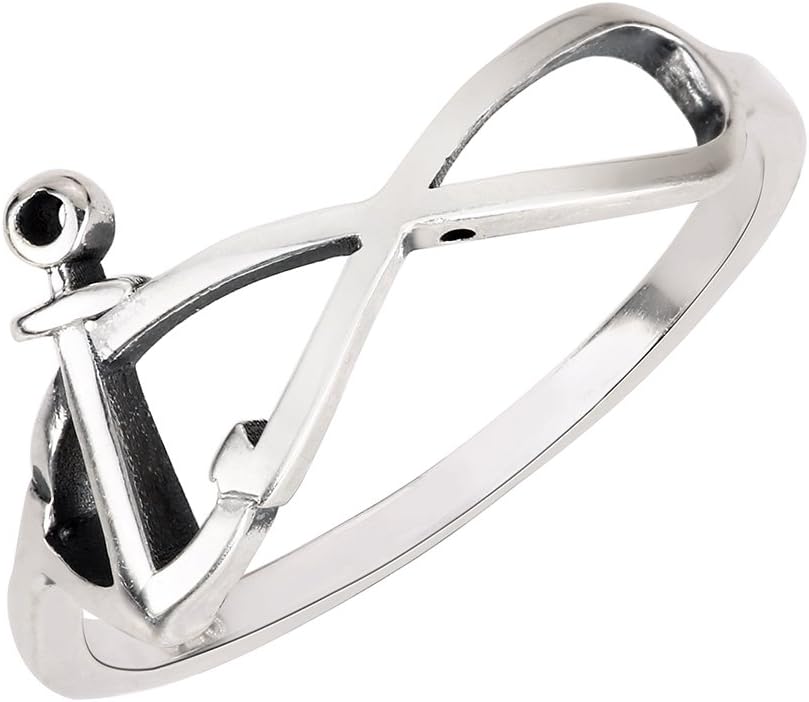 925 Sterling Silver Infinity Anchor Ring