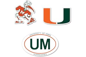 SDS DESIGN ASSOCIATES, INC. Large Auto Magnets, 3 Pack Durable Magnets. Size: Two 6" and One 3" Magnet (Miami Hurricanes)