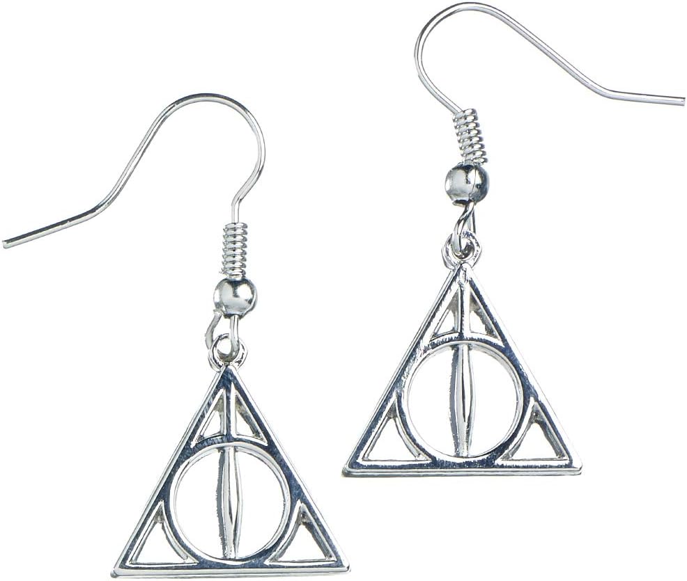 Silver Plated Harry Potter Deathly Hallows Drop Earrings