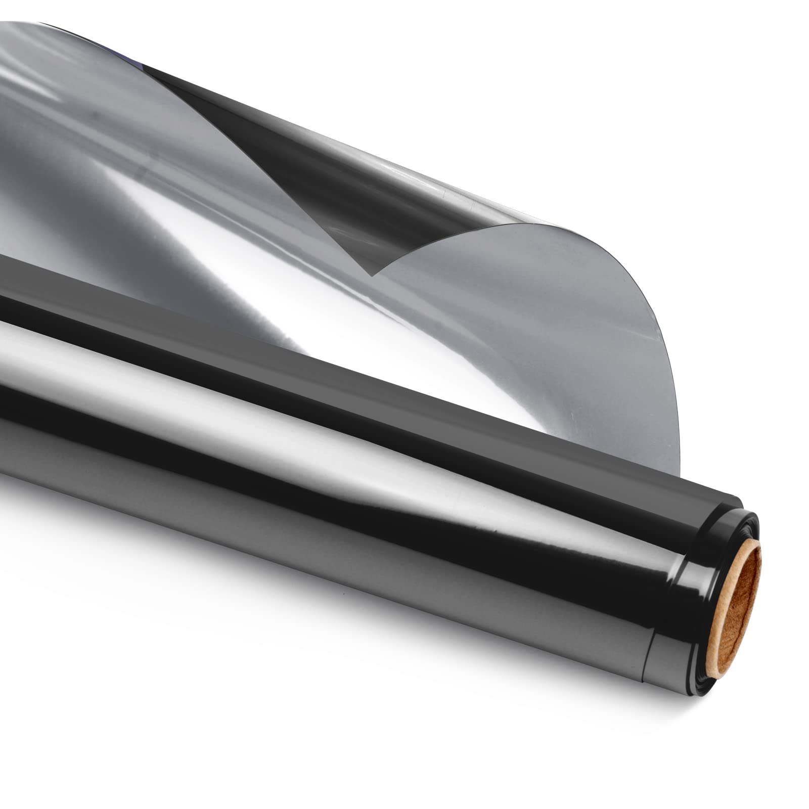 KESPEN Window Tint One Way, Heat Control UV Window Film Static Cling, Daytime Privacy Protection Reflective Window Film, Anti UV Mirrored Window Film For Office Commercial, Black-Silver, 90 x 1000cm