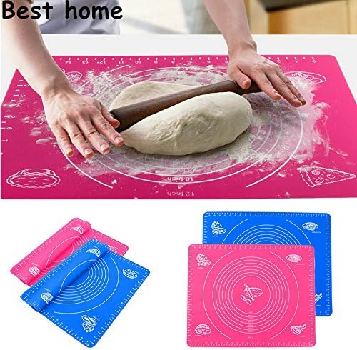 1pc Silicone Roll Cut Mat Rolling Cutting Pad Fondant Cake Dough Decorating Tool Color:blue
