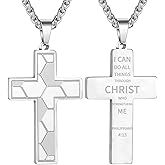 GLITTO Soccer Cross Necklace for Boys Men Stainless Steel Bible Verse Pendant with20+2 Inch First Communion Baptism Religious Sports Jewelry Gift