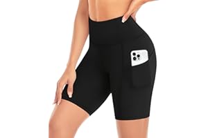 CTHH Biker Shorts Women with Pockets 8" High Waisted Workout Gym Shorts Athletic Yoga Summer Spandex Running Swim Shorts