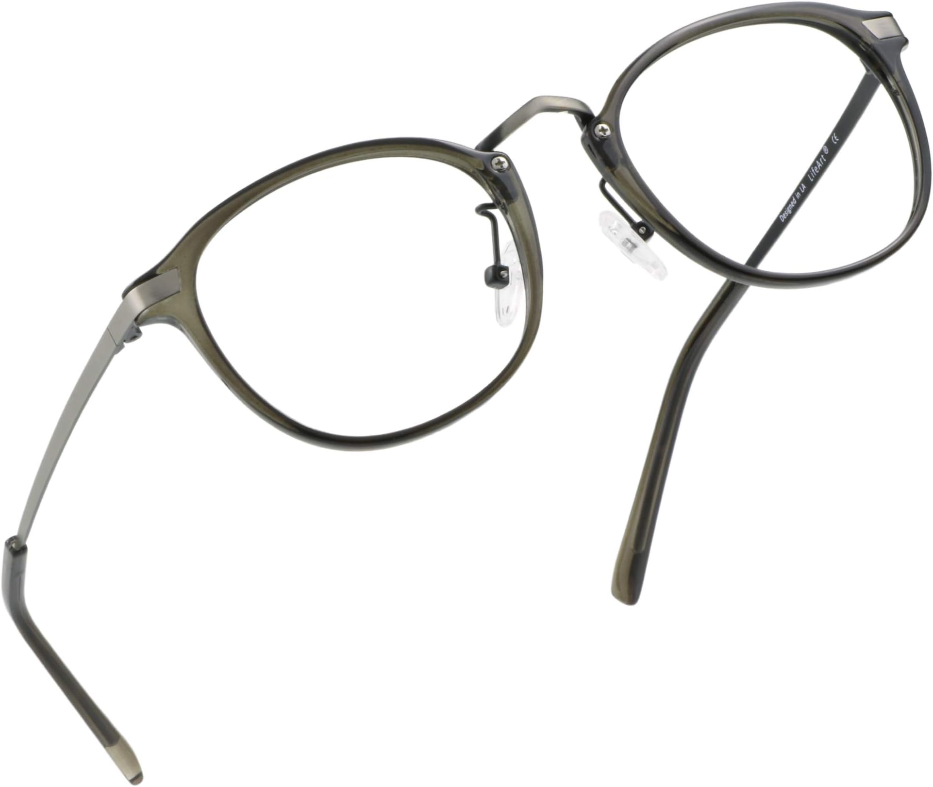LifeArt Blue Light Blocking Glasses, Anti Eyestrain, Computer Reading Glasses, Gaming Glasses, TV Glasses for Women Men, Anti UV, Anti Glare (Grey, 4.50 Magnification)