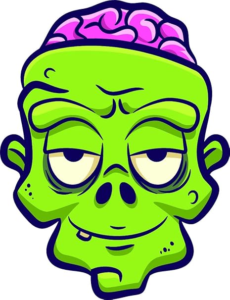 Amazon Co Jp グリーンゾンビ 頭蓋骨 漫画顔 絵文字 ビニールステッカー 4 Tall 車 バイク