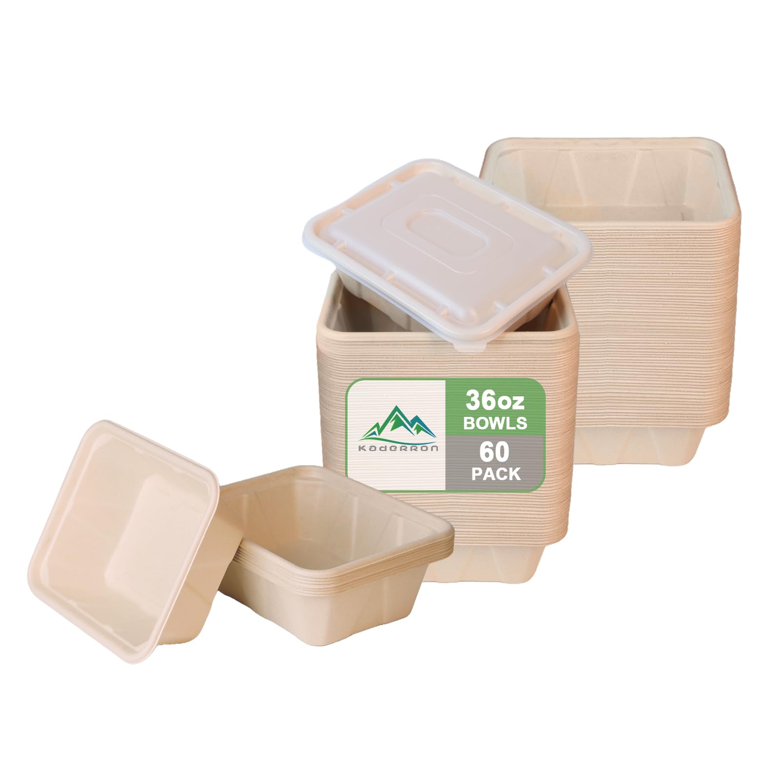 Photo 1 of ***COUNT IS NOT VERIFIED***Kaderron 36 oz 60 Pack Large Paper Bowls with Lids, Disposable Bowls Bulk Leakproof and Microwave Safe for Hot/Cold Use (36OZ-60PACK)***COUNT IS NOT VERIFIED**