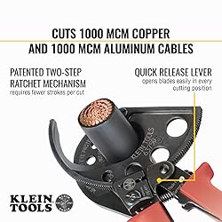 Klein Tools 63750 Ratcheting Cable Cutter, Cuts Up
