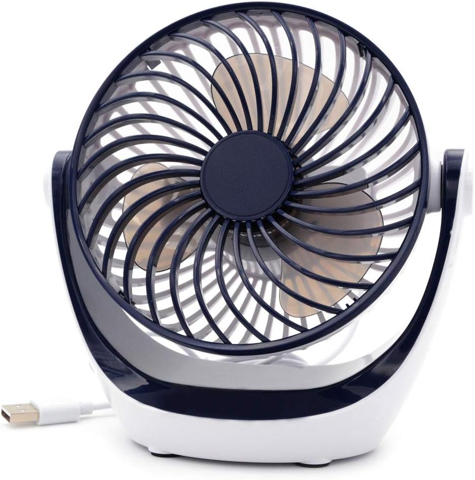 ibohr USB Desk Fan Small Personal Desktop Fan 5 inch with Quiet & Powerful Brushless Motor, 2 Speeds, 360 Rotation for Home, Office (Blue)