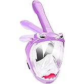 Zipoute Snorkel Full Face Snorkel Mask for Kids, Kids Snorkeling Set 180 Degree Panoramic View, Safe Anti-Leak Anti-Fog, Foldable Dry Top Snorkeling Gear for Kids Adult, Advanced Breathing System