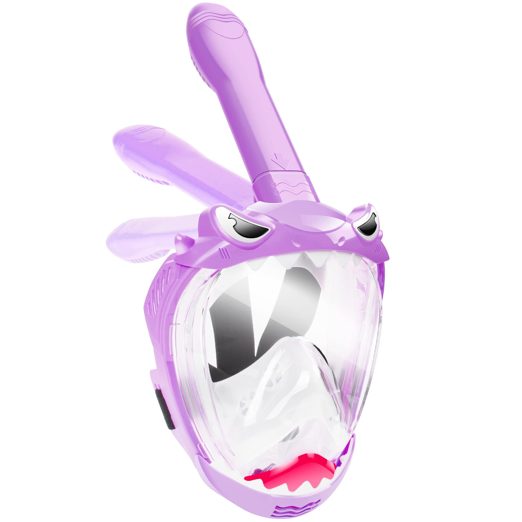 Full Face Snorkel Mask for Kids with 180° Panoramic View, Snorkeling Set Featuring Anti-Leak and Anti-Fog Foldable Dry Top Design for Safe Underwater Adventures Snorkeling Gear for Kids Image