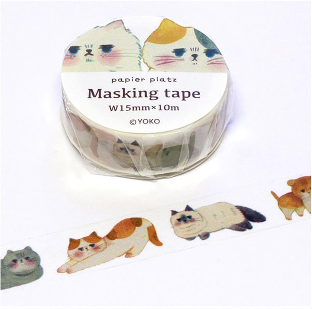 Papier Platz Japanese Washi Masking Paper Tape / Yoko / Bears / Colorful Cats / Cats / Funny Cats (Cats)