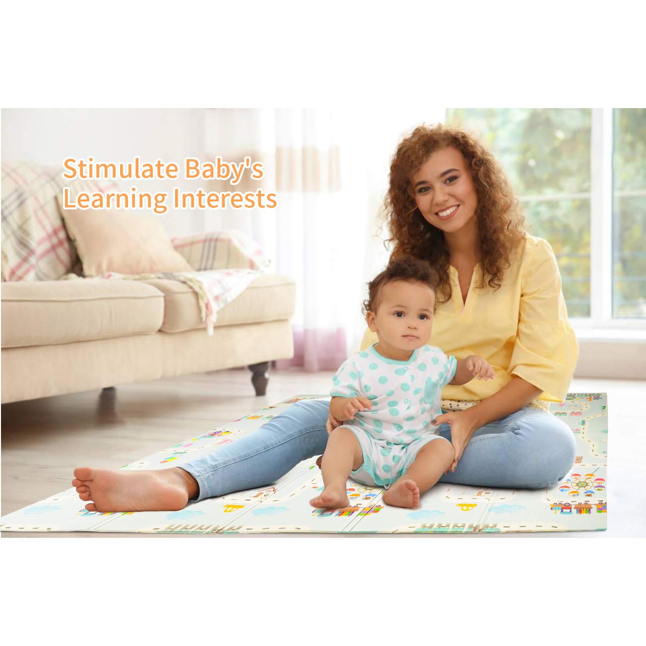 ISFC Waterproof Baby Play Mat - Foldable Non-Toxic Anti-Slip Soft Crawling Mat for Babies, Infants, Kids, Toddlers Outdoor or Indoor Use (Blue, 79X59X0.4 in) : Baby