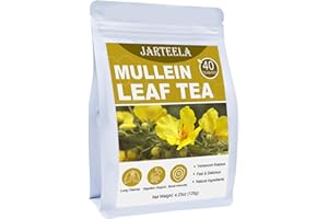 Jarteela - Mullein Leaf Tea Bags - 3g/Bag X 40 - Premium Compressed Dried Mullein Herbs for Easily Extracting & Great Flavor - Non-GMO - Caffeine-Free
