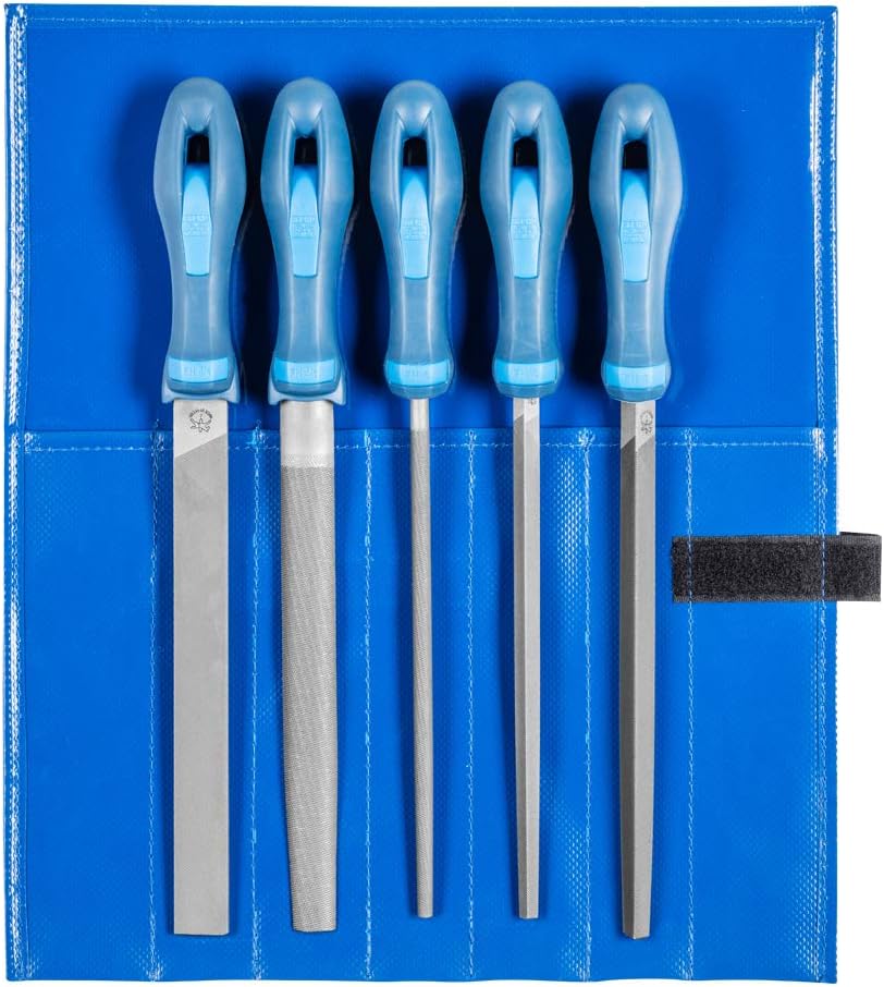 PFERD Workshop File Set in PVC Roll Bag, 5 Files, Cross Cut H1, 200 mm, 11800531 - Suitable for Coarse Cutting and Roughing