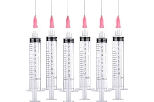 ULOVE PRS 10ML/CC Ink Filling Syringe with Measurement and Blunt Needle Tip for Fountain Pen, Computer Printer (6pcs)