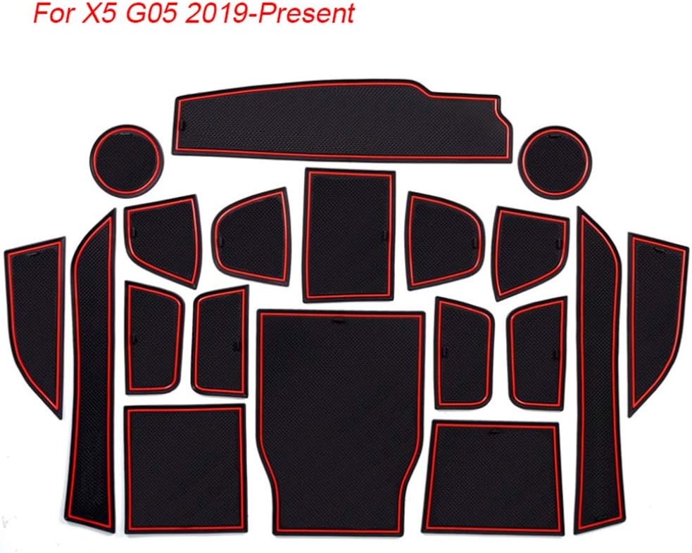 QSONGL 20pcs Car Styling,For BMW X5 X6 F15 F16 G05 2014-2020 Latex Gate slot pad Interior Door Groove Mat Non-slip dust Mat Accessory