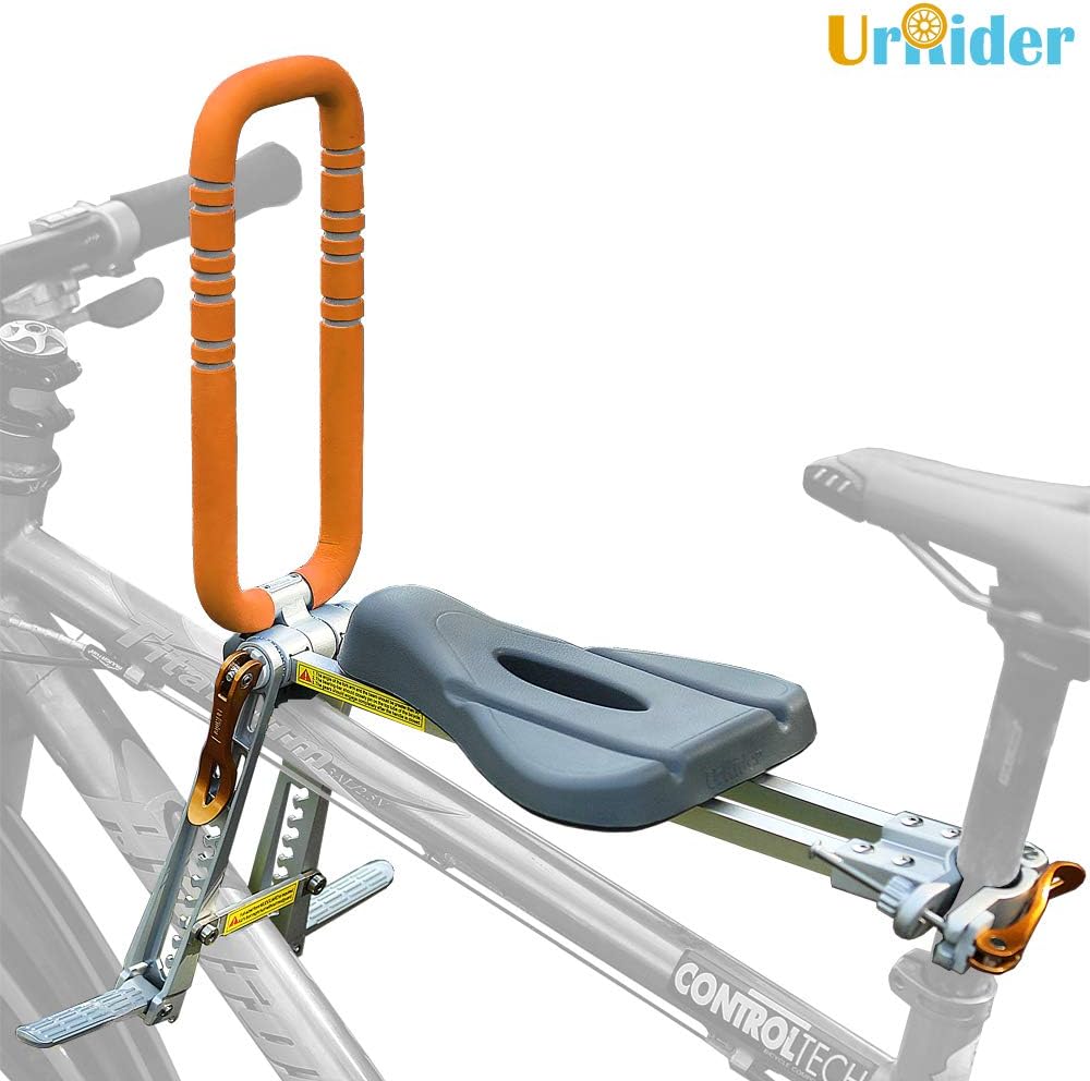 UrRider Child Bike Seat, Front-Mount Child Bike Seat for Toddlers,Foldable & Ultralight Baby Kids' Bicycle Carrier Handrail for Mountain/Hybrid/Fitness Bikes
