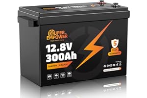 SUPER EMPOWER 12V 300Ah LiFePO4 Lithium Battery, Deep Cycle RV LiFePO4 Battery with Low-Temp Protection, 200A BMS, 3840Wh, Max.15000 Cycles, 10-Year Lifespan for RV, Solar, Trolling Motor, Marine