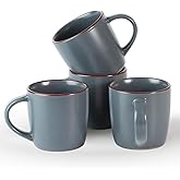 famiware Mercury Coffee Mugs 13 oz, Coffee Mugs Set of 4 with Handle, Cups for Latte, Hot Tea, Cappuccino, Mocha, Cocoa, Charcoal