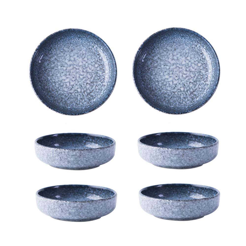 Colias Wing 3.5 Inch Japanese Style Classic Porcelain Side Dish Bowl Seasoning Dishes Soy Dipping Sauce Dishes-Set of 6-Blue