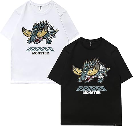 Amazon Co Jp モンスターハンターライズ ｔシャツ 二枚セット 黒白半袖 6種類 メンズ コットン M F 服 ファッション小物