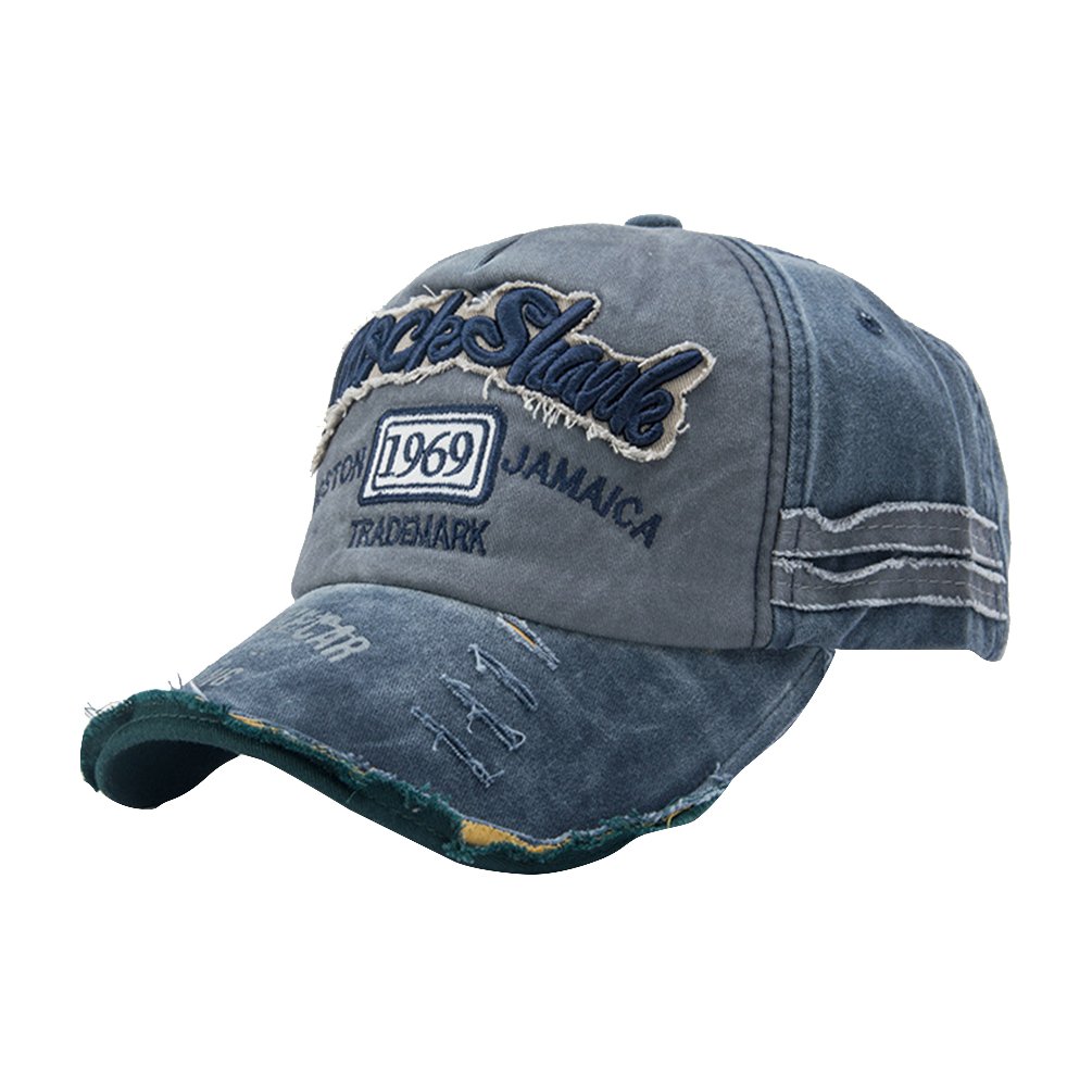 Vbiger Uomo Donna Strappato Cappellino da baseball Chic Casquetee Cappello Trendy con squisito motivo a ricamo, Blu scuro