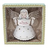 Hallmark Home Decorative Holiday Shadow Box, Mint and Gold Vintage Inspired 1950s Angel