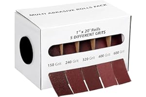 Emery Cloth Roll, 5 Grits Sand Paper Roll with Dispenser, 150 240 320 400 600 Grit Abrasive Sandpaper Rolls Assortment for Wo