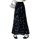 ADWAXDA Sparkly Skirt for Women, Elastic High Waist Sequin Maxi Skirt, Night Out Evening Party Cocktail Long Glitter Skirt