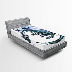 Lunarable Dragon 2 Pack Fitted Sheet, Giant Beast