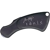 tonic studios Mini Rotary Perforator - 18mm Pinking Blade for Cutting Perforated Paper - Rolling Craft Tool for Cardstock and Scrapbooks - Small &amp; Foldable, Black, 5 x 4 x 0.5