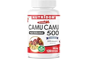 Nutridom Camu Camu 500 mg | Standardized to 20% Vitamin C | Premium Camu-Camu Fruit Extract | Non-GMO | Vegan Veggie Capsules