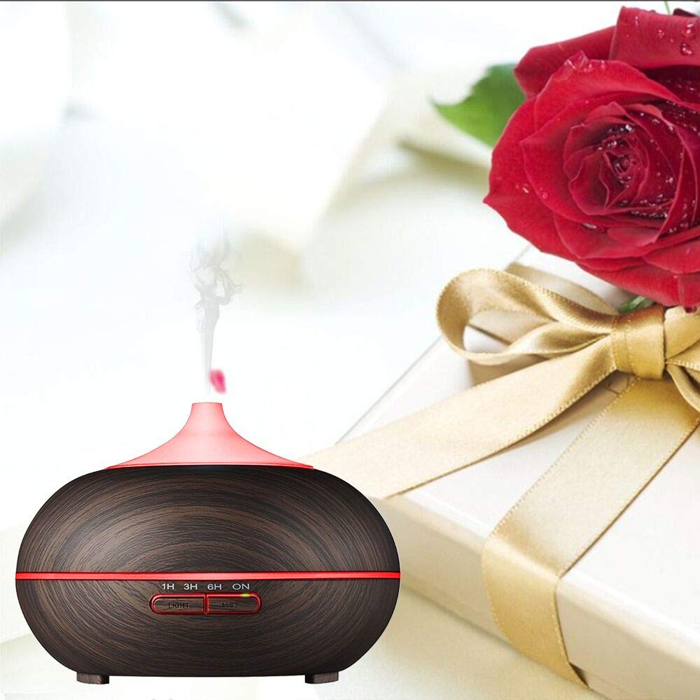 POWERIVER Aroma Essential Oil Diffuser 300ml for Aromatherapy with Adjustable Mist Modes Humidifiers with Auto Shut-off, Changing Colored LED Lights for Home, Spa, Baby Room, Office (24 Black)