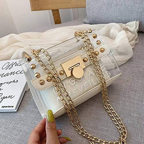 JING Fashion Rivet Decoration Transparent Mother Bag Lady Temperament Single Shoulder Bag Baitao Slant Chain Bag