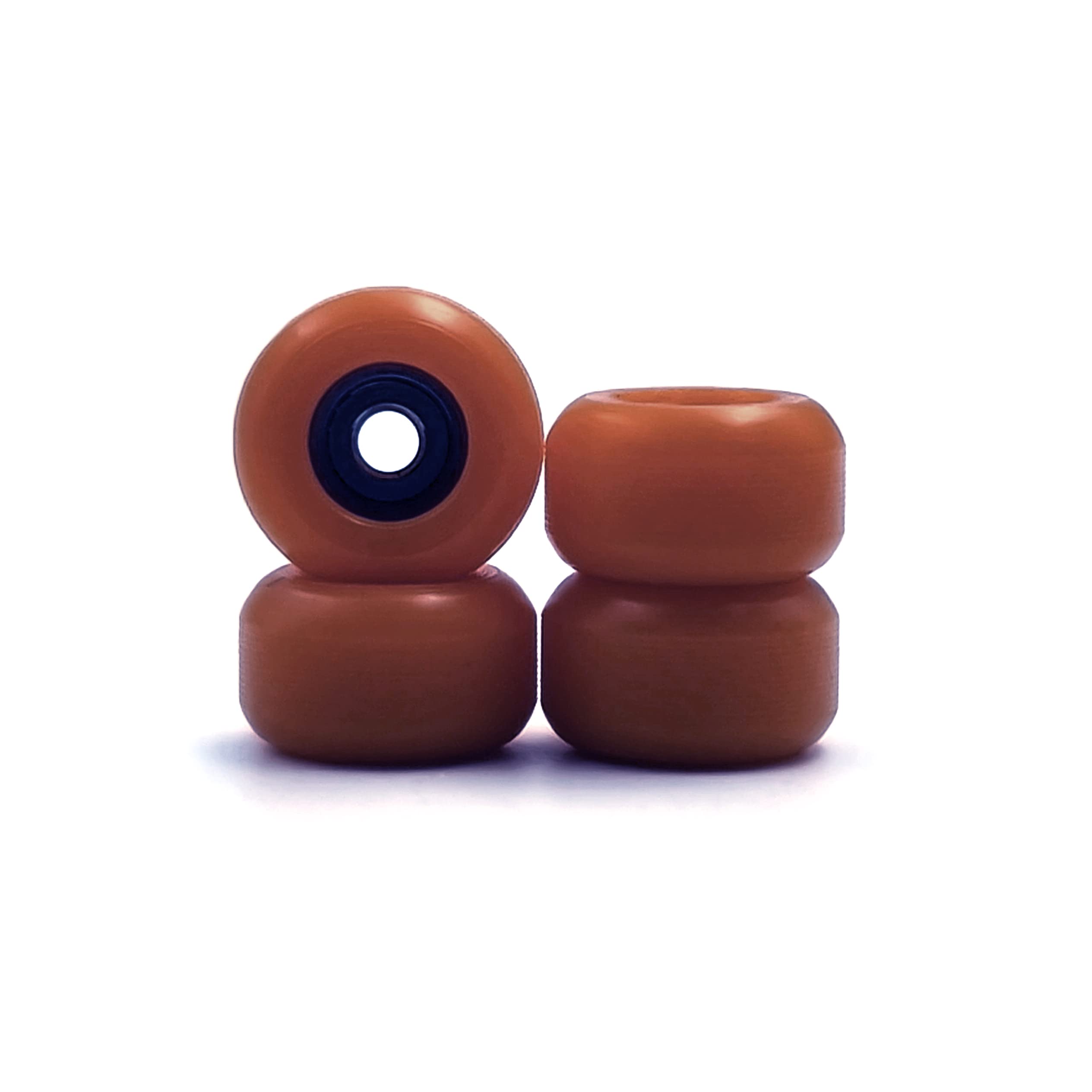 SPITBOARDS Fingerboard Bearing Wheels, CNC Polyurethane, Set of 4, Brown