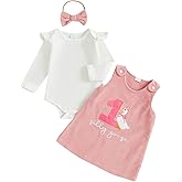 Ysfanwuxi Baby Girl 1st Birthday Outfit One Silly Goose Overall Dress Romper Corduroy Skirt Set Headband 3Pcs Fall Clothes