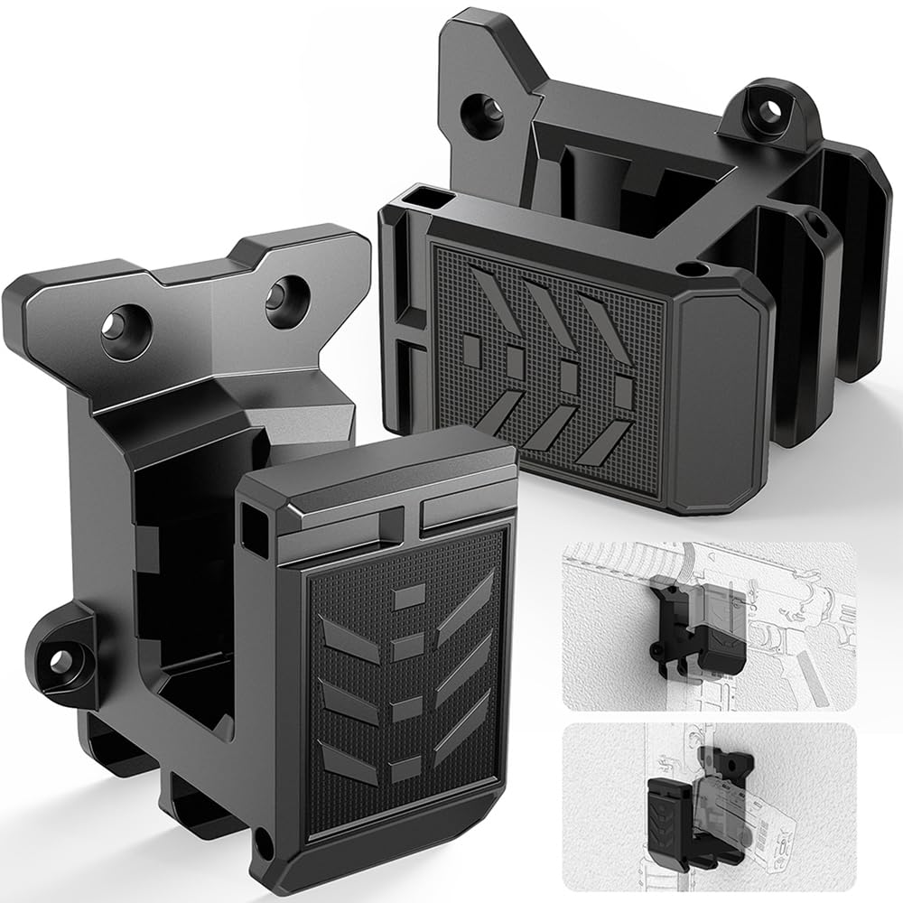 Photo 1 of 2-Pack AR15 Wall Mount with Double Mag Holder for 223/5.56 Rifle, AR Gun Wall Mount with Vertical and Horizontal AR Rifle Holder Withstand 450Lbs of Tension, with Lockhole