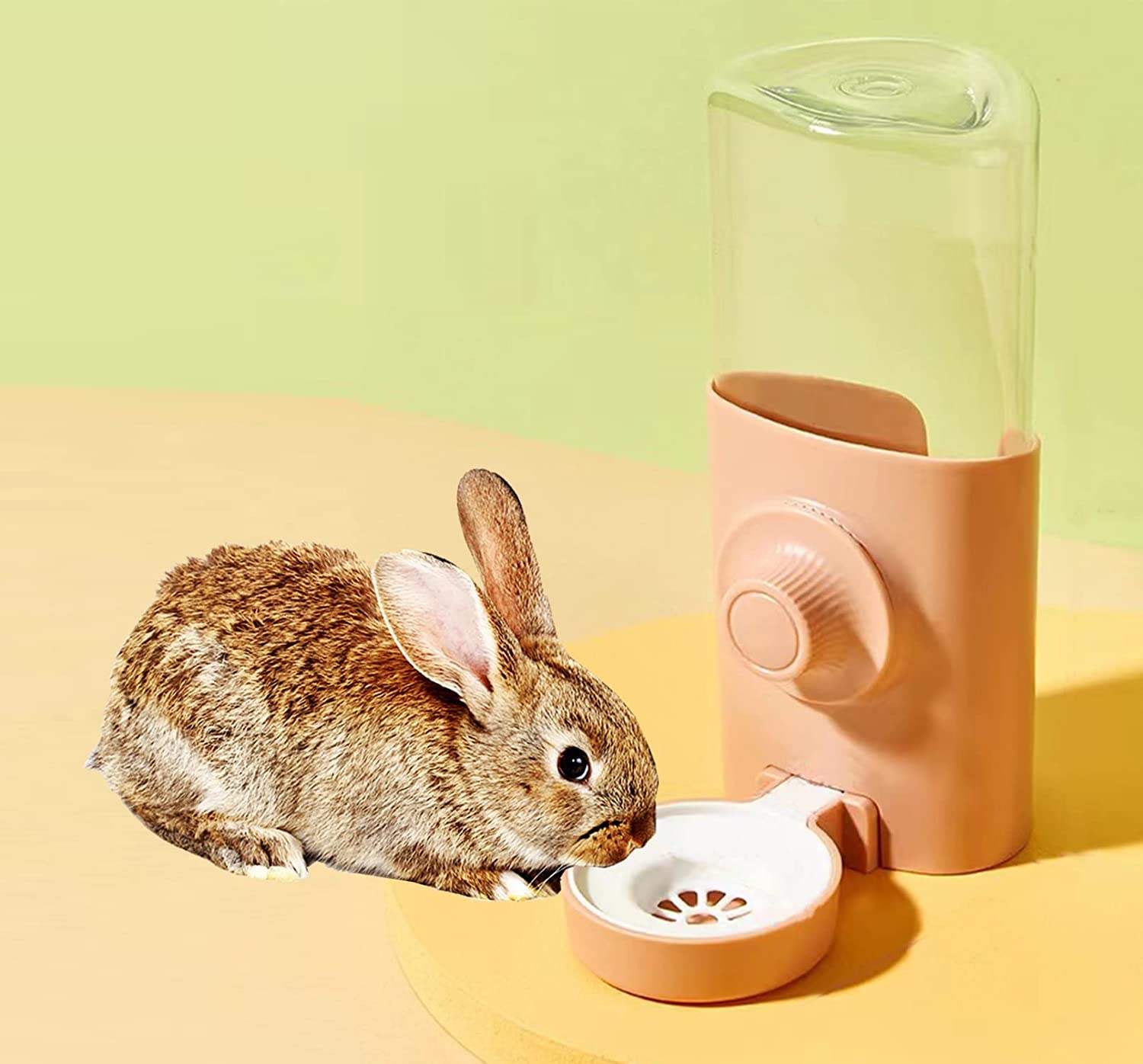 Misyue Large Rabbit Water Bottle, 20oz Hanging Automatic Water Dispenser by Gravity Flow for Bunny Chinchilla Guinea Pig Ferrets (pink)