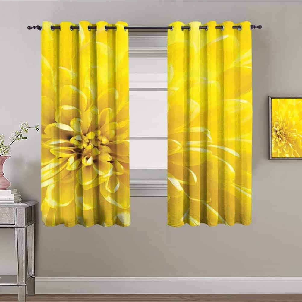 Yellow Kids Curtain Vibrant Blooming Sun Flower Bridal Botanical Nature Picture for Home Summer Print Indoor Curtain Yellow W54 x L39 Inch