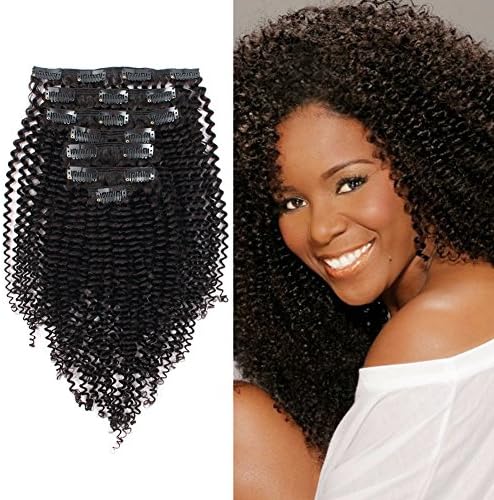 OrderWigsOnline 9A Curly African American Clip In Human Hair Extensions Kinky Curly Clip In Hair Extensions Natural Hair 120g 7Pcs/set Clip Ins 18Inch 7Pieces 17Clips