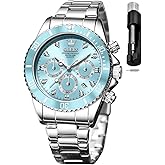 OLEVS Womens Watch Fashion Dress Diamond Female Watches for Ladies Analog Quartz Stainless Steel Waterproof Luminous Day Date Two Tone Wristwatch