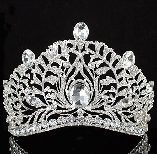 Janefashions Vine Floral Clear Austrian Rhinestone Crystal Tiara Crown W/Hair Comb Prom T902