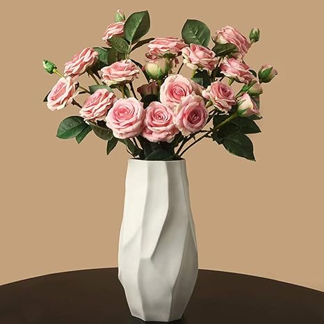 Amazon 造花 花束 フラワー 飾り 装飾 花 4本 花瓶付き 撮影 テーブル置物 家庭 お店 オフィス お祝い プレゼント ギフト ピンク バラー Yudsuki 造花 オンライン通販