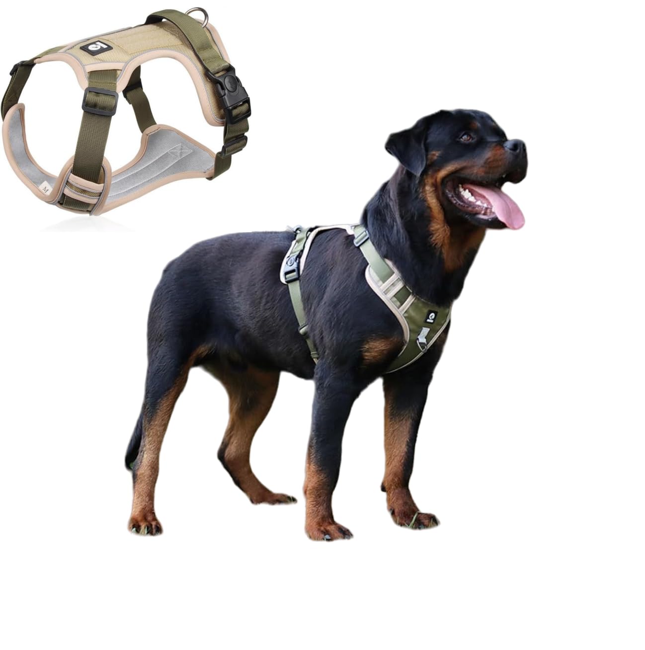 Dog Harness Large Dog No Pull Pet Harness, Adjustable Soft Padded Pet Vest Harness, Reflective No-Choke with Easy Control Handle for Training or Walking Small Medium Large Dogs Q5 (Brown, M)