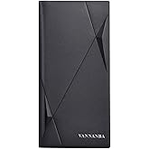 VANNANBA Full Grain Wallet for Men RFID Blocking Leather Checkbook Wallet,Slim Bifold Credit Card Holder with ID Window & Gift Box（Black