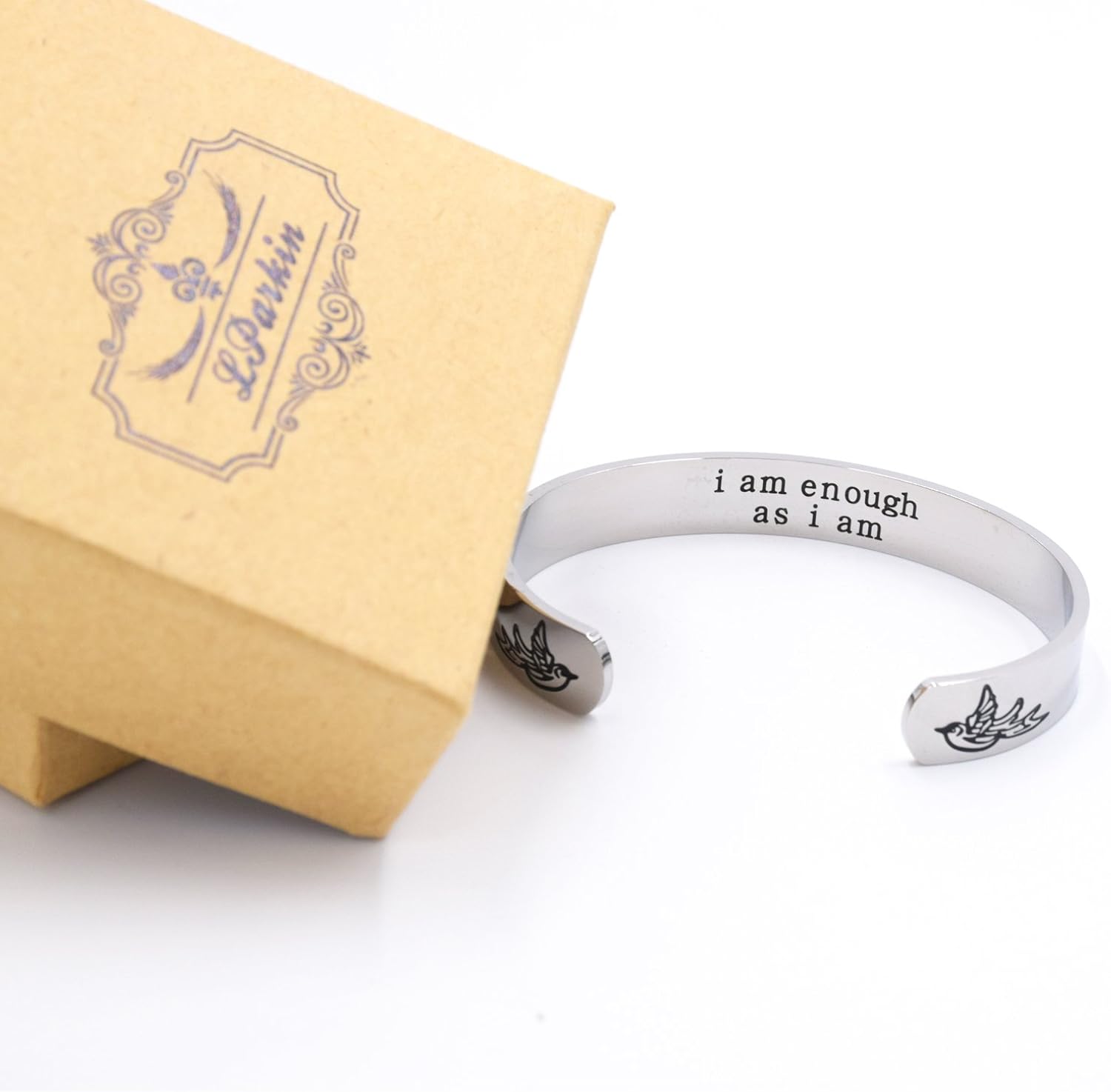 LParkin Inspirational Bracelets For Women I Am Enough As I Am Cuff Bracelet Spiritual Encouragement Gift Unique Positive Energy Gifts For Woman Jewelry - Image 4